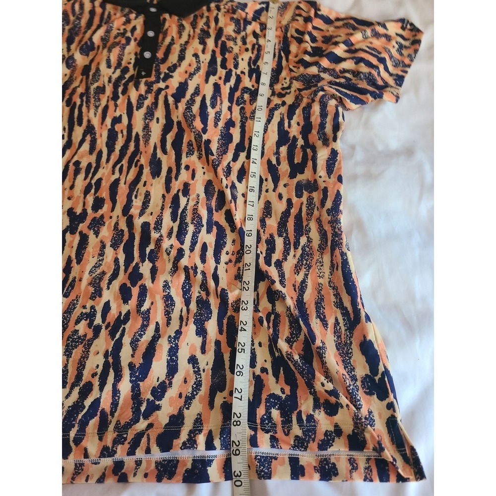 BYRDGANG Mens XXL Leopard Print Short Sleeve Golf Polo Shirt Colorful Collar - Picture 10 of 16